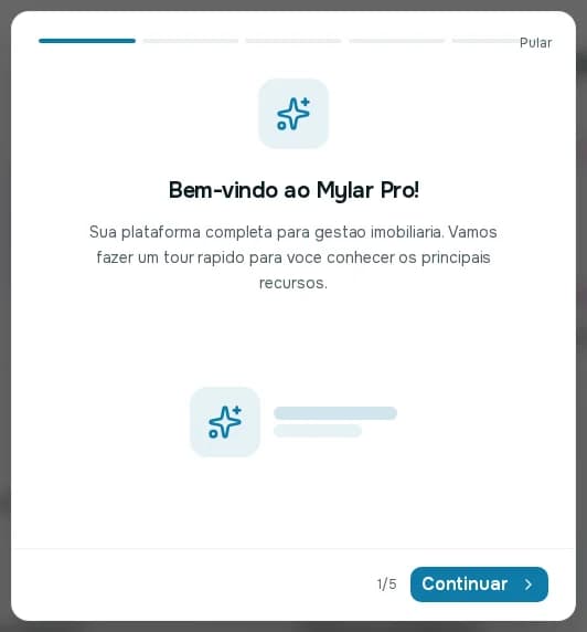 Primeiro passo do tour, Bem-vindo ao MyLar Pro